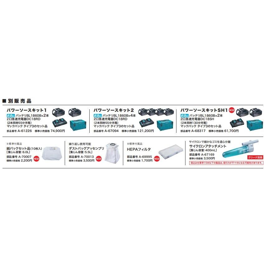 makita マキタ 18+18⇒36V 充電式背負クリーナ 集じん機 6.0L makita マキタ 18+18⇒36V 充電式背負クリーナ 集じん機 6.0L