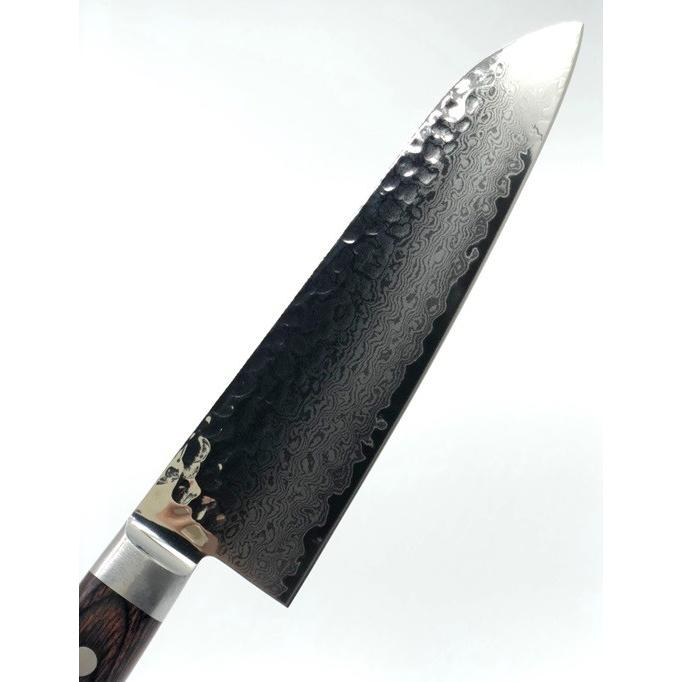 豊栄 V金10号 鎚目 33積層鋼鍛造 三徳型包丁180mm 共口金付 サヤ付 鎚