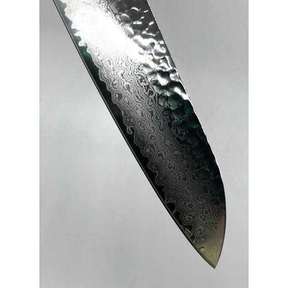 豊栄 V金10号 鎚目 33積層鋼鍛造 三徳型包丁180mm 共口金付 サヤ付 鎚