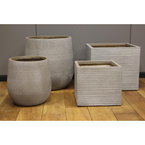 植木鉢 ファイバークレイ ストライプ 角型 50×46 送料別 大型・割れ物