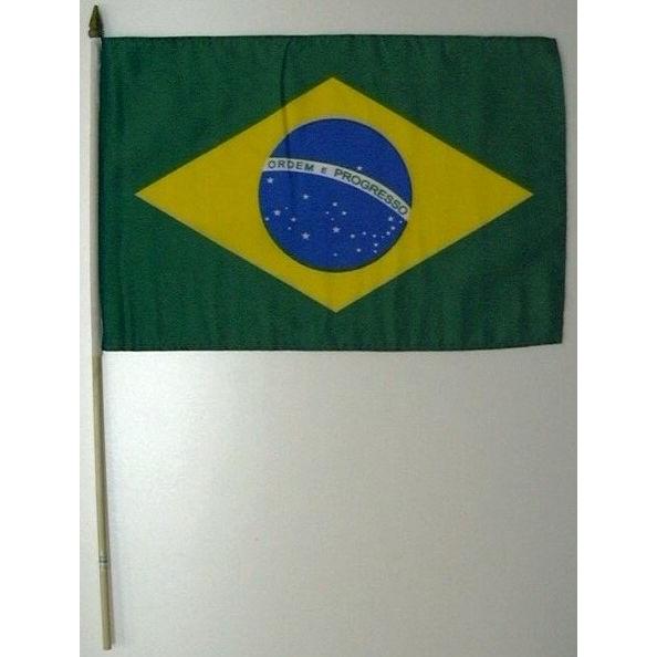 国旗　ブラジル　棒付き小サイズ 旗：３０cm×４５cm 棒の長さ：６０cm　（6662536）　 送料別 通常配送