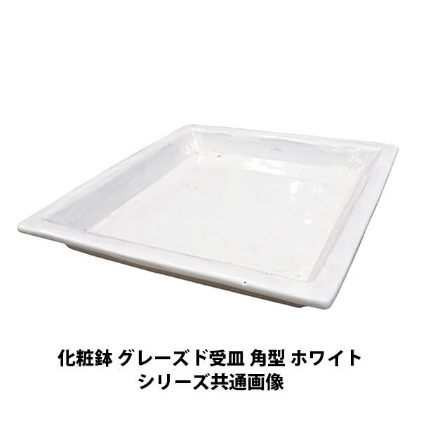 陶器鉢 植木鉢用 皿 受け皿 角 / グレーズド 受皿 角型 ホワイト 約