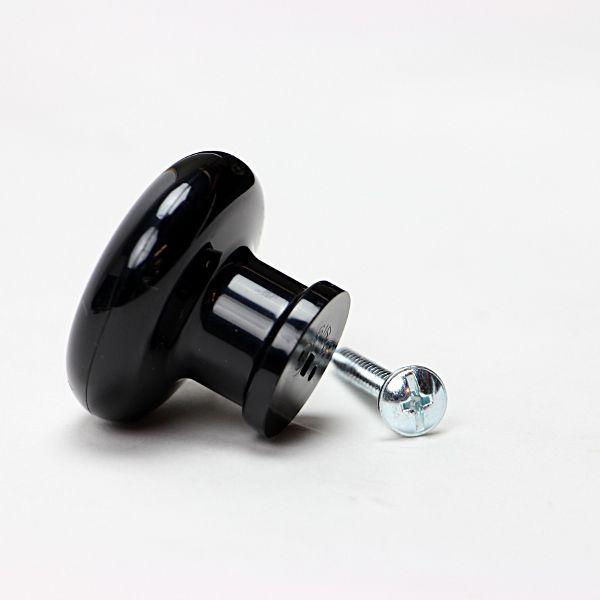 プラスチック製ツマミ 黒 円形 大 038540K1 家具 取っ手 (mono