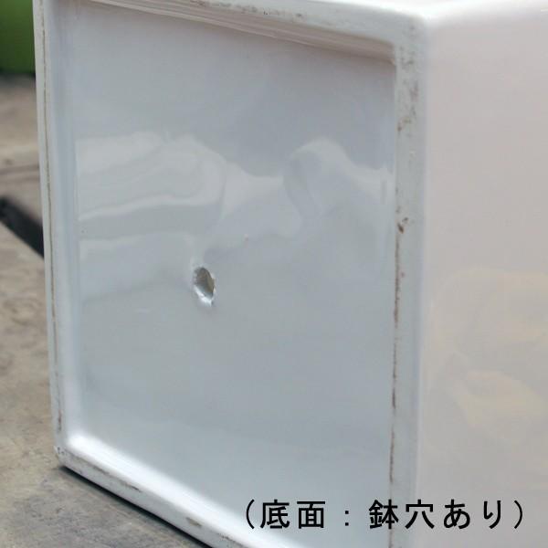 陶器鉢 植木鉢 ホワイトポット角型 Lサイズ 直径18cm×高さ18cm