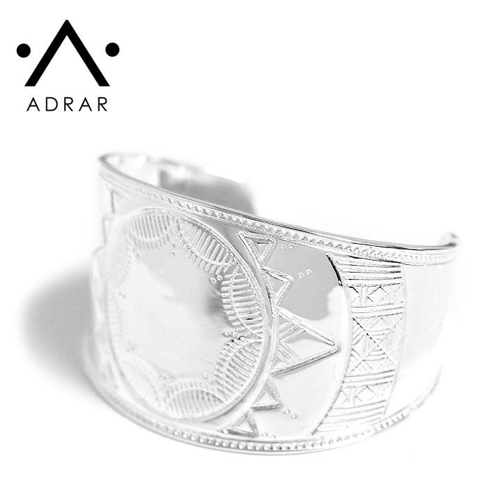 ≪ADRAR≫ アドラル 太陽 デザイン ボリューム 幅広 シルバー バングル カフ ネイティブジュエリー Sun Cuff (Silver)の画像