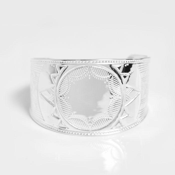 ≪ADRAR≫ アドラル 太陽 デザイン ボリューム 幅広 シルバー バングル カフ ネイティブジュエリー Sun Cuff (Silver)の画像