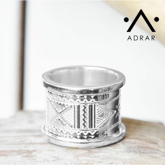 ≪ADRAR≫ アドラル ライン デザイン 幅広 シルバー リング 小指リング Pattern Band Ring (Silver ...