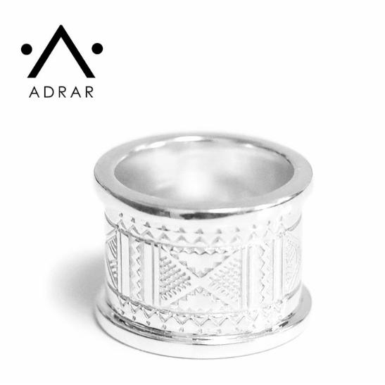 ≪ADRAR≫ アドラル ライン デザイン 幅広 シルバー リング 小指リング Pattern Band Ring (Silver ...