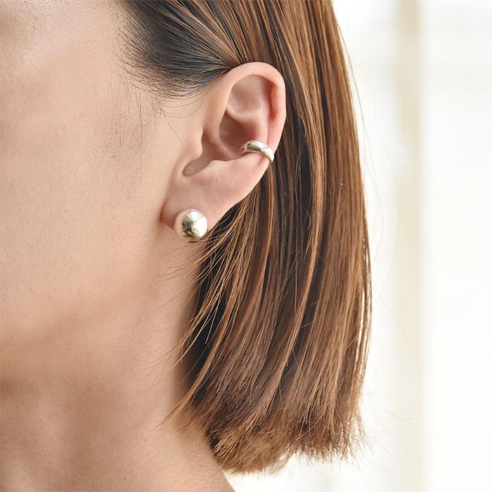 BULBS バルブス ドーム 半球体 丸型 円形 スタッズ ピアス Strychnos potatorum Silver_3