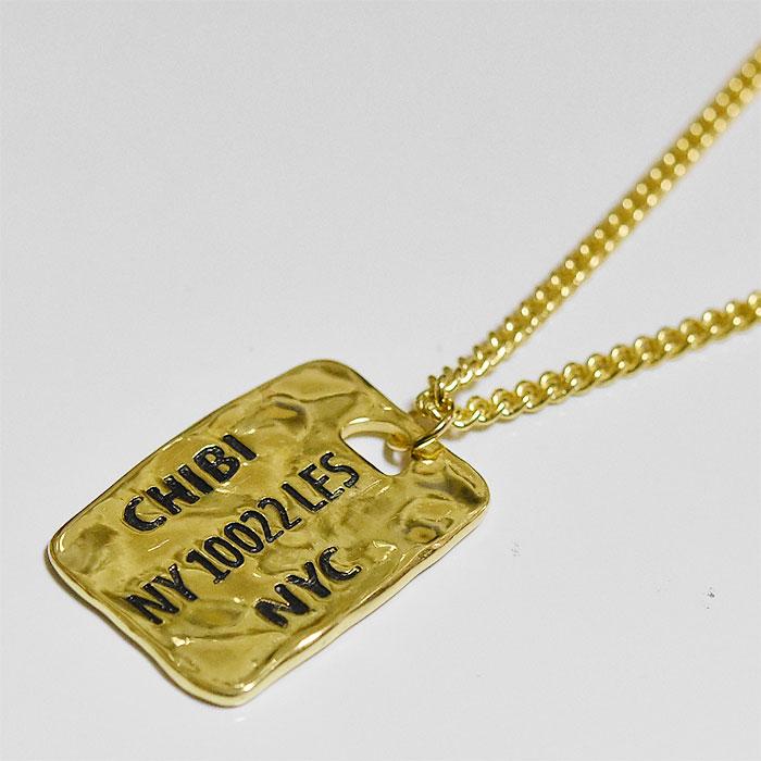 chibi jewels チビジュエルズ プレート 長方形 レクタングル ネックレス ドッグタグ DOG TAG ゴールド 14金仕上げ Identification Tag Necklace Gold Platedの画像