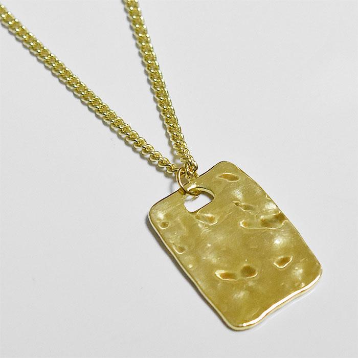 chibi jewels チビジュエルズ プレート 長方形 レクタングル ネックレス ドッグタグ DOG TAG ゴールド 14金仕上げ Identification Tag Necklace Gold Platedの画像