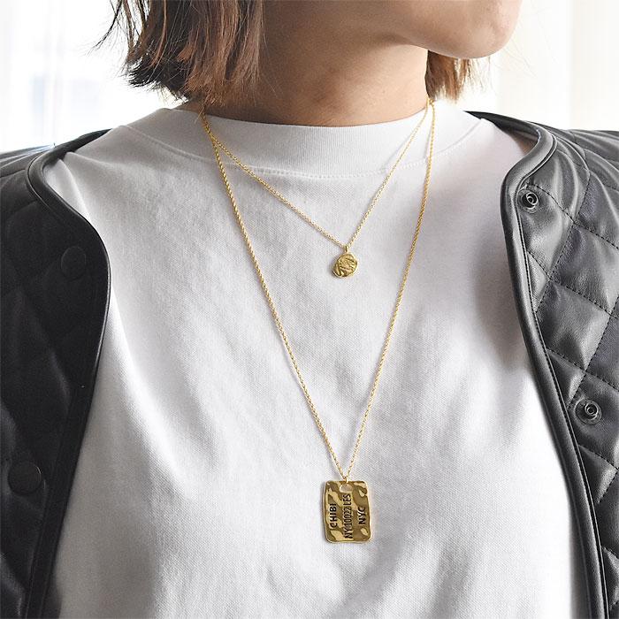 chibi jewels チビジュエルズ プレート 長方形 レクタングル ネックレス ドッグタグ DOG TAG ゴールド 14金仕上げ Identification Tag Necklace Gold Platedの画像
