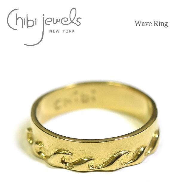 ≪chibi jewel≫ チビジュエルズ 波型 ウェーブ 幅広 ゴールド リング 指輪 Wave Ring (Gold) :cj-r129