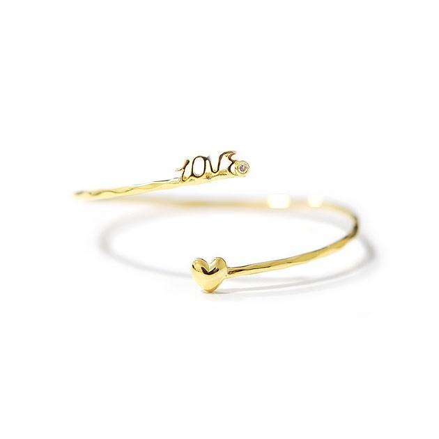 ≪FULL OF GRACE≫ フルオブグレイス LOVEハート キュービックジルコニア バングル Love&Heart Bangle (Gold) :fg-ba005-b:Turquoiz