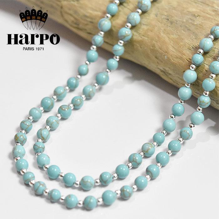≪HARPO≫ アルポ パルポ 天然石 ターコイズ 小粒 ボール 4mm玉 63cm 2WAY シルバー ロング ネックレス SV925 Turquoise Necklace (Silver)