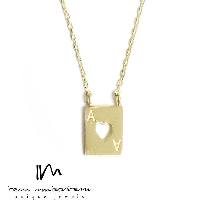 【待望の最新作】≪maison irem≫ メゾン アイレム トランプ ハート エース 華奢 ネックレス ゴールド18金仕上げレディース ギフト ラッピングの画像