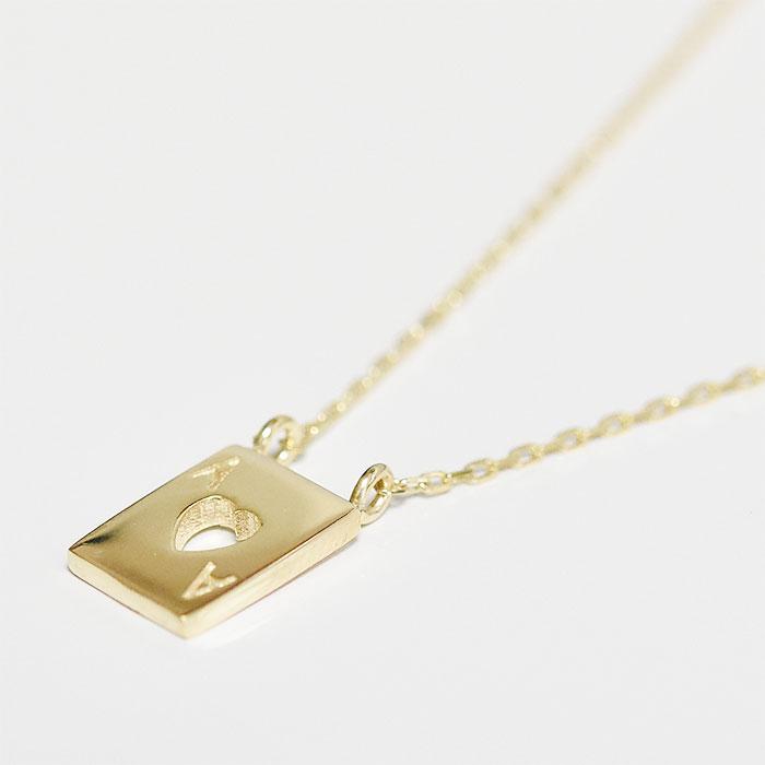 【待望の最新作】≪maison irem≫ メゾン アイレム トランプ ハート エース 華奢 ネックレス ゴールド18金仕上げレディース ギフト ラッピングの画像