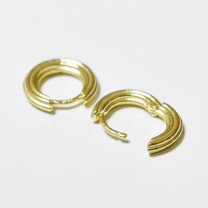 Jackie Mack ジャッキー マック ライン 幅広 小ぶり 小さめ 14mm フープ ピアス ゴールド 18金コーティング仕上げ Spring Huggie Earrings Gold_2