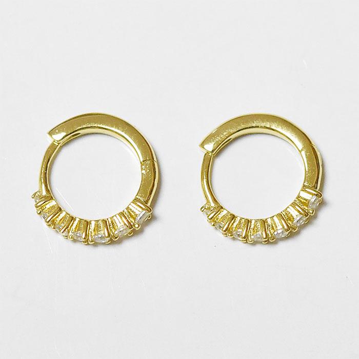 Jackie Mack ジャッキー マック キュービックジルコニア 小ぶり 小さめ 12mm 華奢 フープ ピアス ゴールド 18金コーティング仕上げ TWINKLE HUGGIES Gold_1