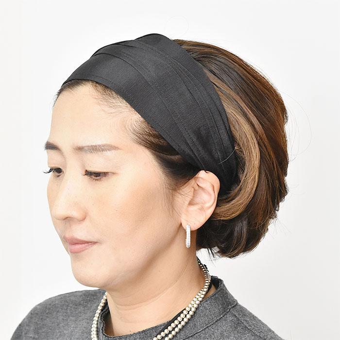 ≪Jennifer Ouellette≫ ジェニファーオーレット ブラック 黒 リボン スカーフ グログラン 幅広 カチューシャ ヘアバンド 3WAY Grosgrain Changeable Headscarfの画像
