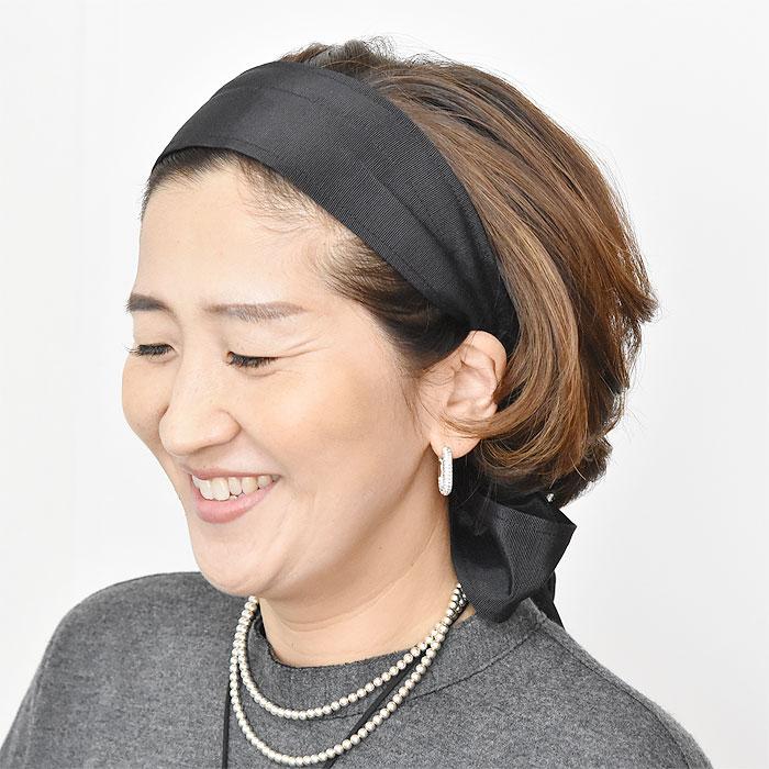 ≪Jennifer Ouellette≫ ジェニファーオーレット ブラック 黒 リボン スカーフ グログラン 幅広 カチューシャ ヘアバンド 3WAY Grosgrain Changeable Headscarfの画像