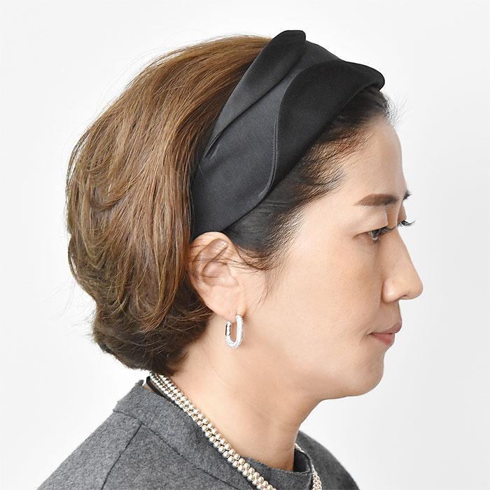 ≪Jennifer Ouellette≫ ジェニファーオーレット ブラック 黒 グログラン サテン 幅広 カチューシャ ヘアバンド Satin & Grosgrain Matisse Headbandの画像