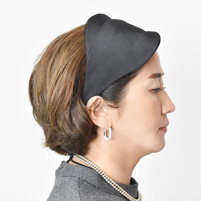 ≪Jennifer Ouellette≫ ジェニファーオーレット ブラック 黒 グログラン サテン 幅広 カチューシャ ヘアバンド Satin & Grosgrain Matisse Headbandの画像