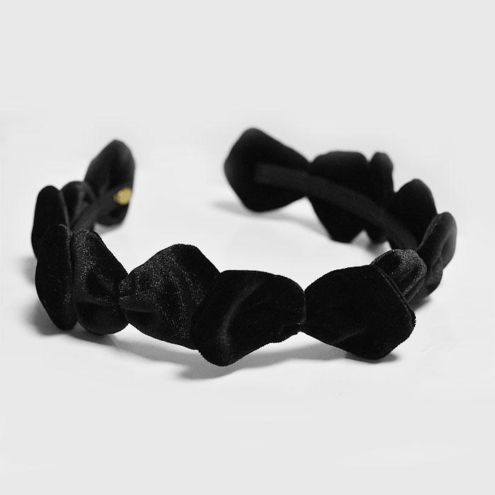 レディース 【美品】 Jennifer Ouellett 黒 ベルベット リボン ヘアバンド