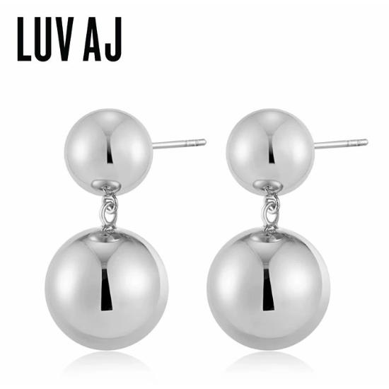 ≪LUV AJ≫ ラブエージェイ ダブル ボール ボリューム ピアス シルバー Double Ball Earrings (Silver) レディース ギフト ラッピング_1