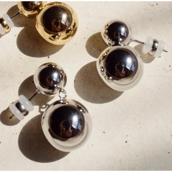 ≪LUV AJ≫ ラブエージェイ ダブル ボール ボリューム ピアス シルバー Double Ball Earrings (Silver) レディース ギフト ラッピング_4