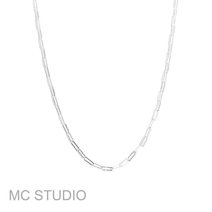 MC STUDIO エムシースタジオ 長方形 楕円 極細 華奢 チェーン シルバー ネックレス チョーカー SV925 Tiny Rectangle Chain Necklace Silver