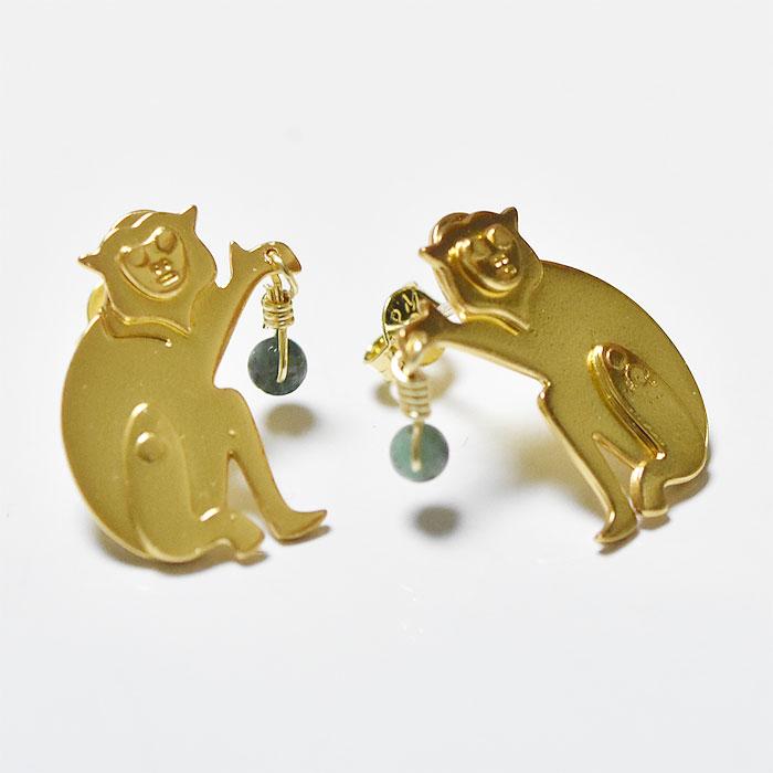 MERCEDES SALAZAR メルセデス サラザール サル 猿 モンキー 動物 モチーフ スタッズ ピアス 小粒 天然石 Earrings Gold Gold