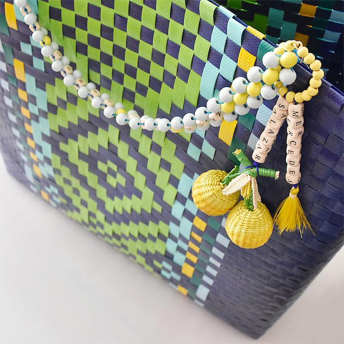 MERCEDES SALAZAR メルセデス サラザール メルカド バッグ オルテガ マルシェ リブレラ Lサイズ ブルー EYE OF THE TIGER HANDBAG_1