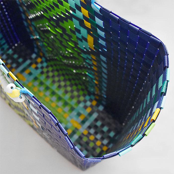 MERCEDES SALAZAR メルセデス サラザール メルカド バッグ オルテガ マルシェ リブレラ Lサイズ ブルー EYE OF THE TIGER HANDBAG_3