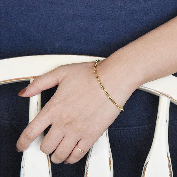 MC STUDIO エムシースタジオ 長方形 スクエア チェーン ゴールド ブレスレット Wide Square Chain Bracelet Gold_3