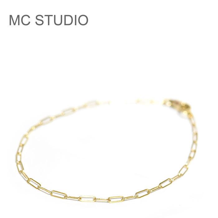 最新 華奢 極細 楕円 長方形 エムシースタジオ STUDIO≫ 6月入荷】≪MC 【予約販売 チェーン (Gold) Bracelet Chain Rectangle Tiny ブレスレット ゴールド ブレスレット