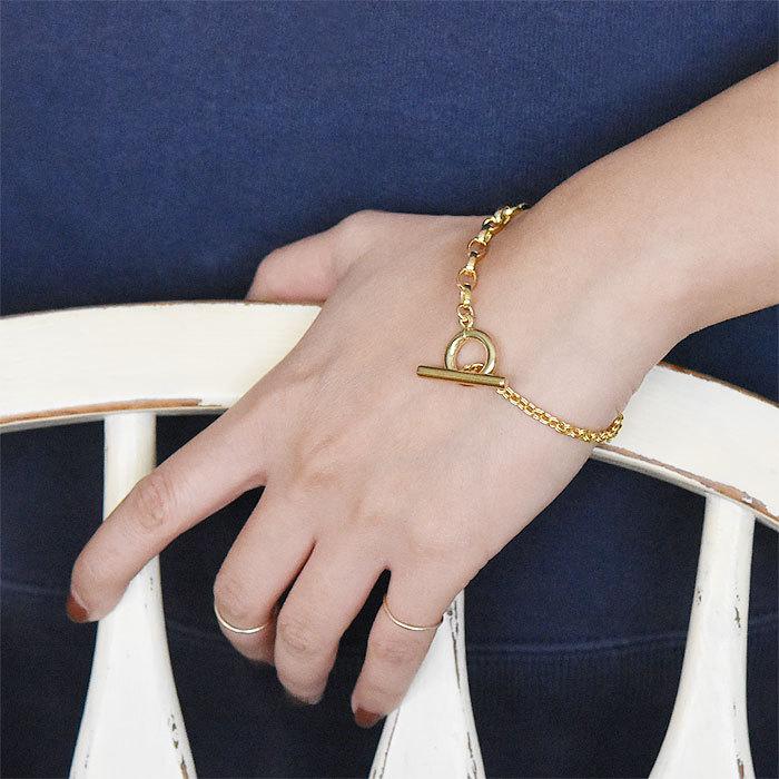 MC STUDIO エムシースタジオ 楕円 オーバル リンク 切り替え チェーン ゴールド ブレスレット Oval Circle W Chain Bracelet Gold_3