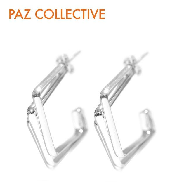 PAZ COLLECTIVE パズ コレクティブ トリプル スクエア フープ ピアス シルバー Triple Quadrado Earrings Silver