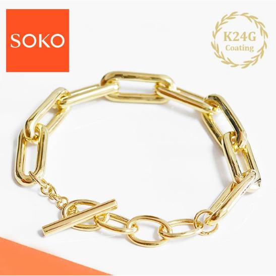 ≪SOKO≫ ソコ ボリューム レクタングル チェーン ブレスレット 