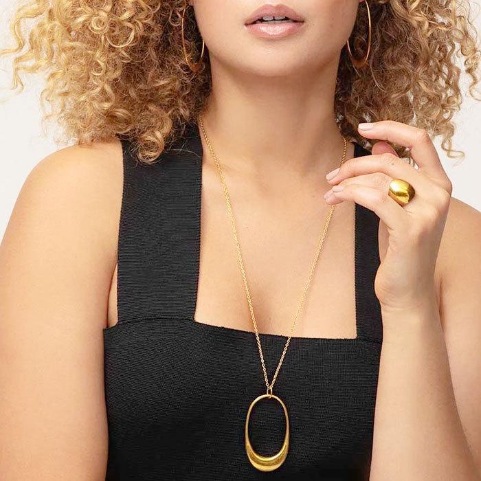 SOKO ソコ 楕円形 ラージ サークル リング ロング ネックレス