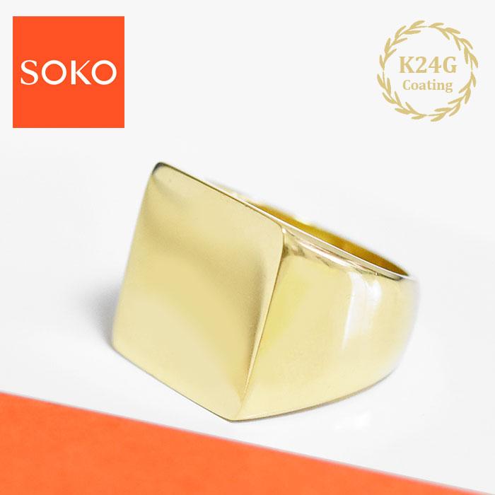SOKO（ソコ）アクセサリー4点 ≪SOKO≫ ソコ スクエア 四角 正方形 シグネットリング ゴールド 印章