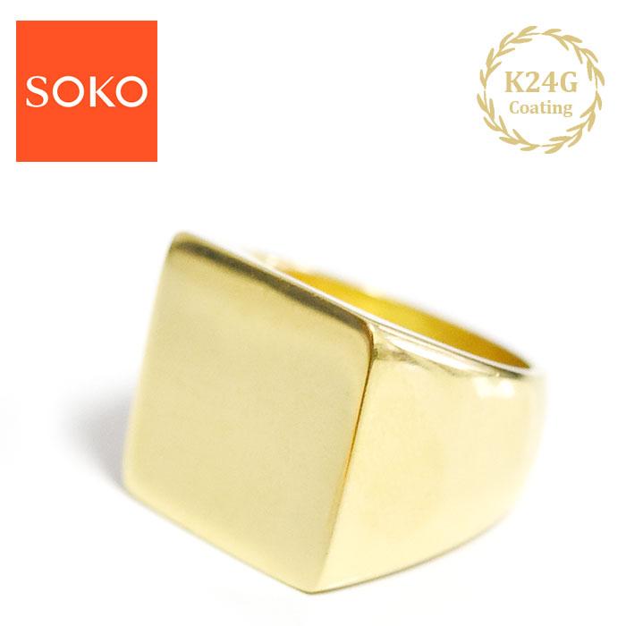 SOKO（ソコ）アクセサリー4点 ≪SOKO≫ ソコ スクエア 四角 正方形 シグネットリング ゴールド 印章