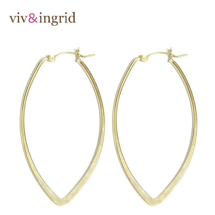 ★ viv & ingrid ヴィヴ＆イングリッド シンプル フープ ピアス リーフ型 Lサイズ Large hoop earrings Gold