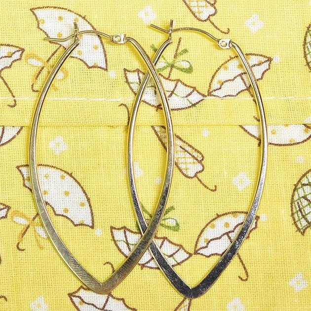 ★ viv & ingrid ヴィヴ＆イングリッド シンプル フープ ピアス リーフ型 Lサイズ Large hoop earrings Gold_1