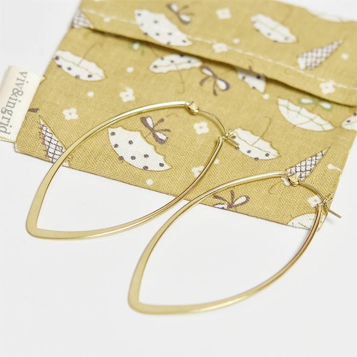 ★ viv & ingrid ヴィヴ＆イングリッド シンプル フープ ピアス リーフ型 Lサイズ Large hoop earrings Gold_3