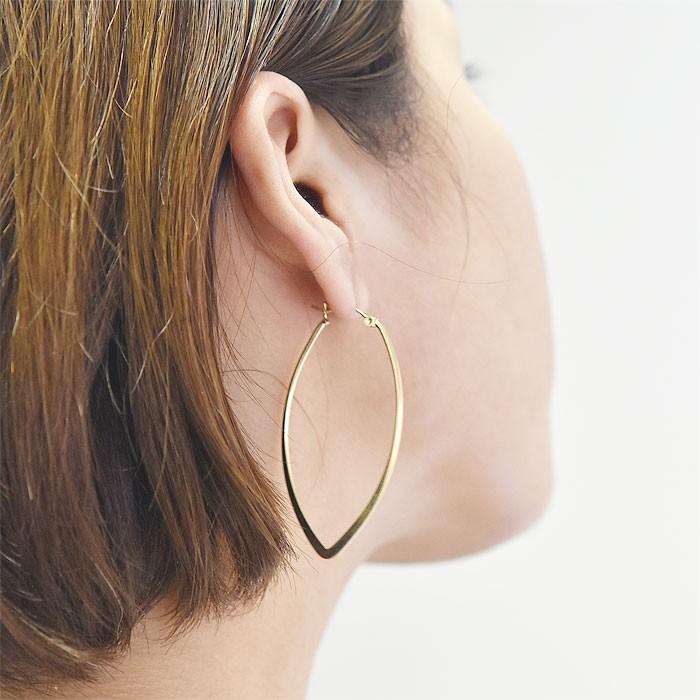 ★ viv & ingrid ヴィヴ＆イングリッド シンプル フープ ピアス リーフ型 Lサイズ Large hoop earrings Gold_4