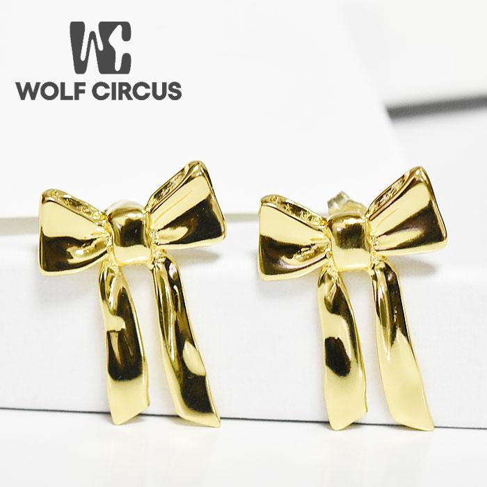 ≪WOLF CIRCUS≫ ウルフサーカス リボン モチーフ スタッズ ピアス ゴールド 14金仕上げ Ruby Studs (Gold) | Wolf Circus