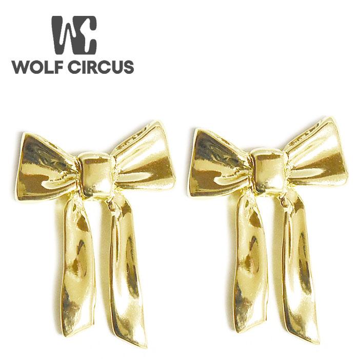 ≪WOLF CIRCUS≫ ウルフサーカス リボン モチーフ スタッズ ピアス ゴールド 14金仕上げ Ruby Studs (Gold) | Wolf Circus | 02