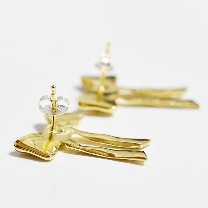 ≪WOLF CIRCUS≫ ウルフサーカス リボン モチーフ スタッズ ピアス ゴールド 14金仕上げ Ruby Studs (Gold) | Wolf Circus | 03