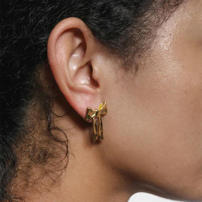 ≪WOLF CIRCUS≫ ウルフサーカス リボン モチーフ スタッズ ピアス ゴールド 14金仕上げ Ruby Studs (Gold) | Wolf Circus | 05